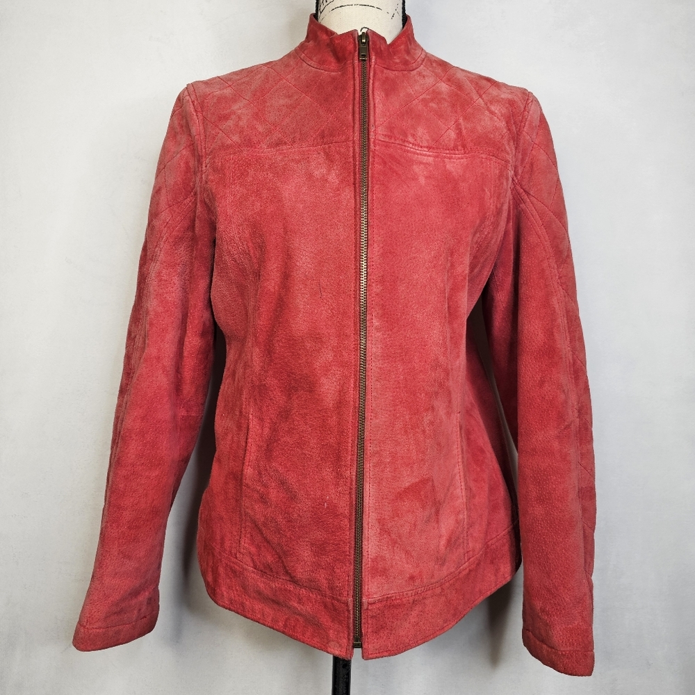 Ruffhewn y2k red genuine leather jacket sz M